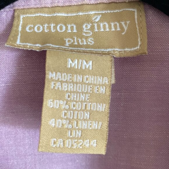 COTTON GINNY PLUS Linen Cotton Blend Lilac Button-Up Shirt Top Short Sleeves - Picture 3 of 3